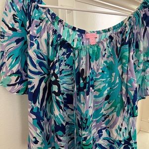 Lilly Pulitzer off the shoulder top with tassels.